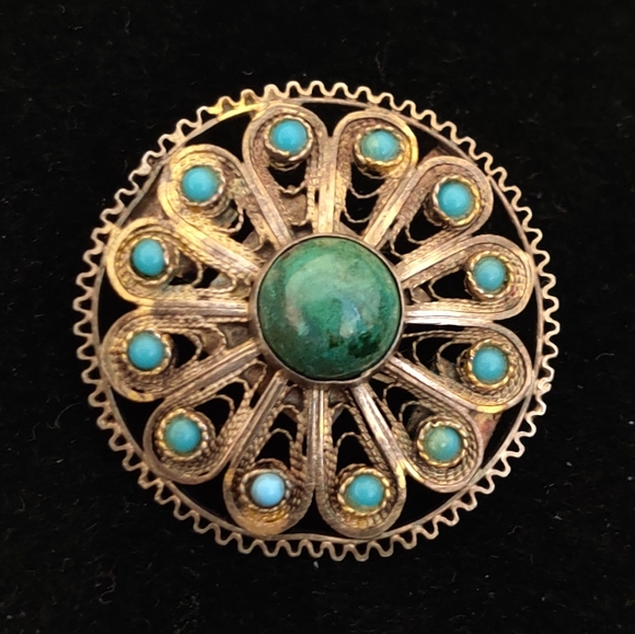 Vintage Sterling Silver Filigree Brooch/Pendant - Picture 2 of 15